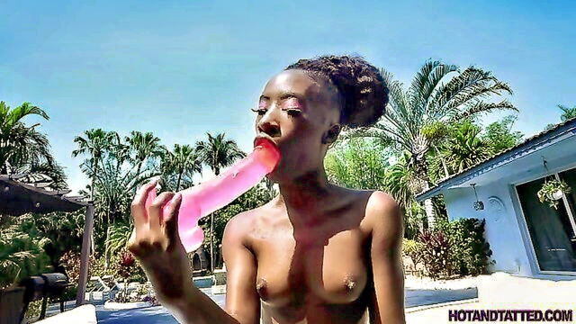 blowjob, ebony, cumshot - mini stallion interracial