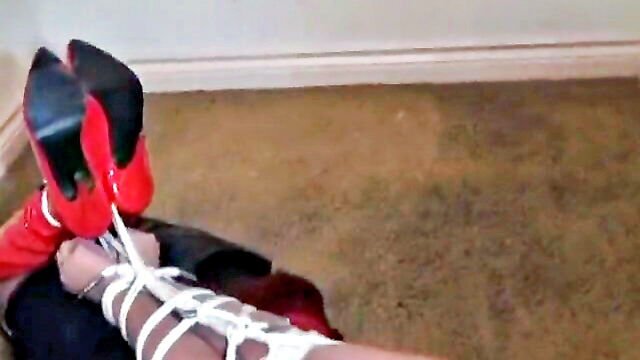 bondage, amateur, stockings - fat bald loser floor fuck