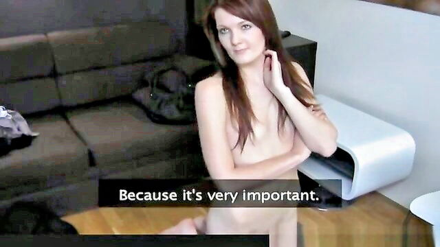 blowjob, big-cock, cumshot - cute redhead casting