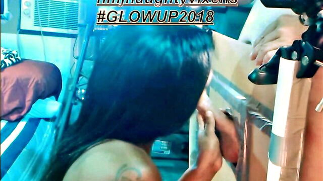 babes, ebony, blowjob - black maid gloryhole cleaning