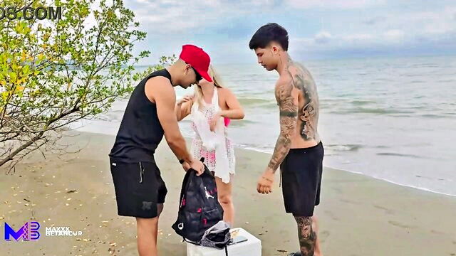 step cousin threesome beach