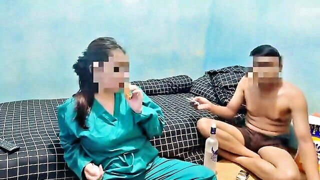 with her, soiree, swallowing - swallowing spouses neighbor