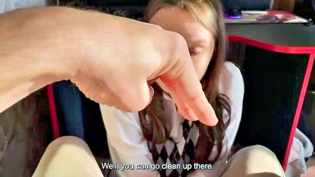 ass, swallow, european - stepdaughter sucks stepdaddies cock