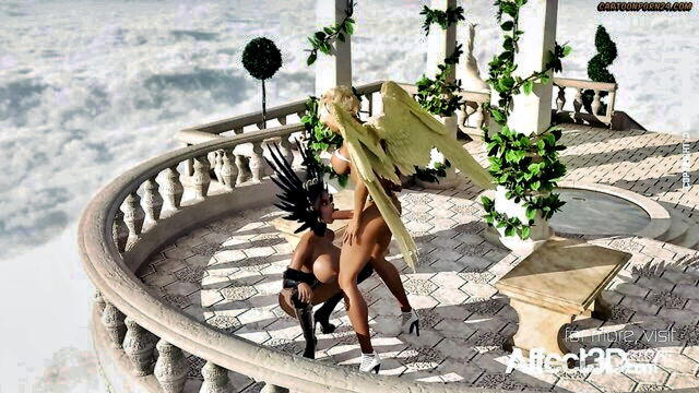 3d animation, futanari, futa - futanari angel and demon fuck