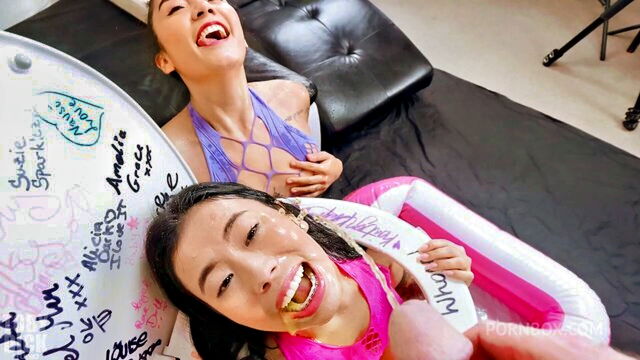 lore hot, allison sweet, deepthroat - toilet blowjob cumuregulation