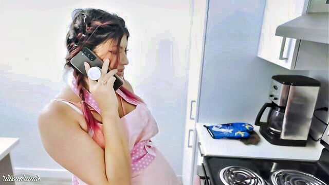 brunette, creampie, big tits - gorgeous brunette pregnant milf