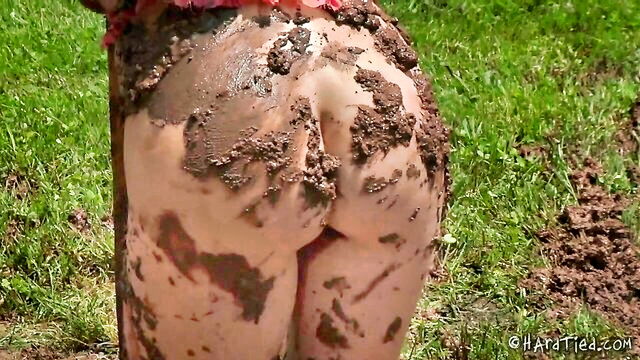 bondage, blindfolded, ass spanking - gagged slut punishment mud