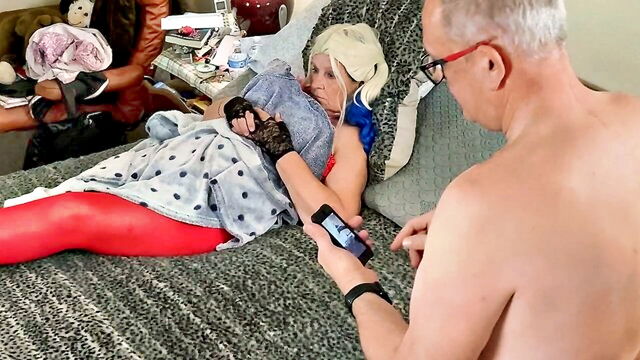 bbw, amateur, milf - harley quinn cocksucking granny