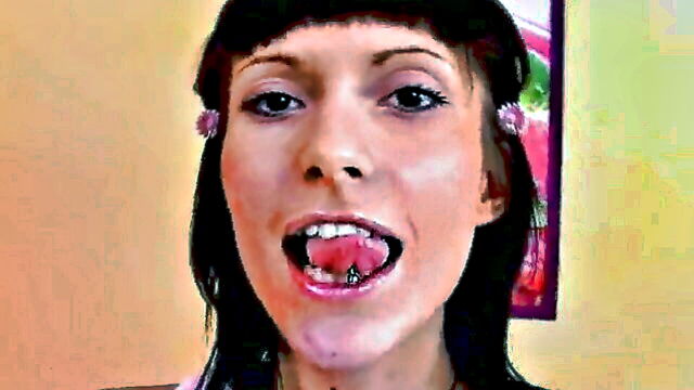 brunette, teen, russian - pierced tongue teen topless