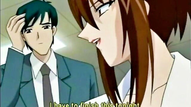 gangbang, orgasm, bondage - hardcore anime sex with hot clerk