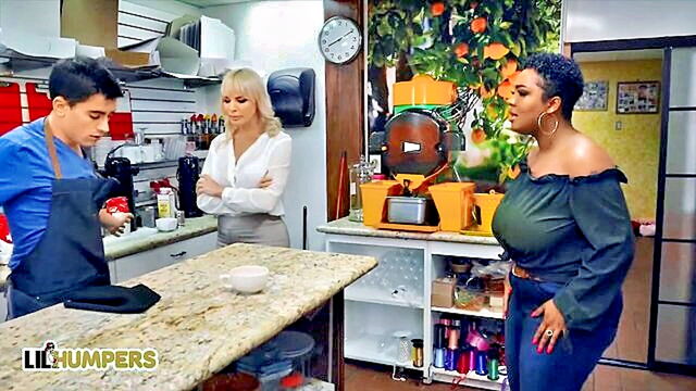 Layton Benton, Dana DeArmond - barista fulfills fantasy with boss and customer in steamy encounter Reality Kings