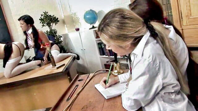 teacher, lesbian, milf - aleetta ocean in lesbo action
