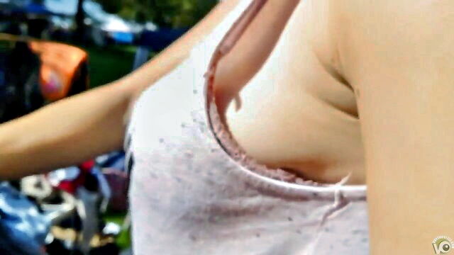 stunner, sideboob, blonde - beach spy sideboob