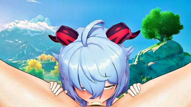 fujiwara no mokou (touhou), princess, 3toes - deepthroat animation with sound