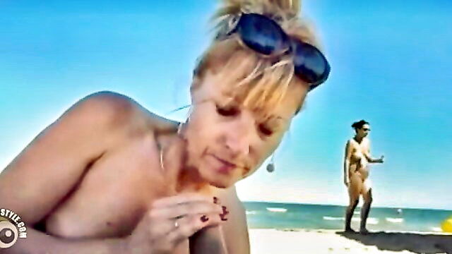 wife, sucking, dick - beach spy wife fucks in public