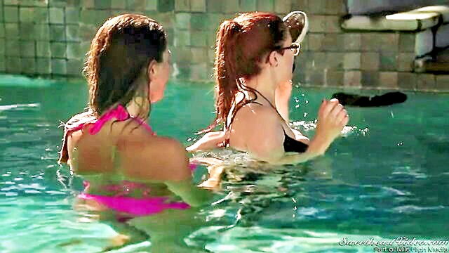 Penny Pax, August Ames, Penny Love - brunette seductress august ames takes a dip in the pool