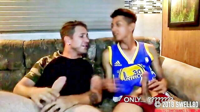 latino, handjob, oral - young latino guy sucks and fucks hairy guy