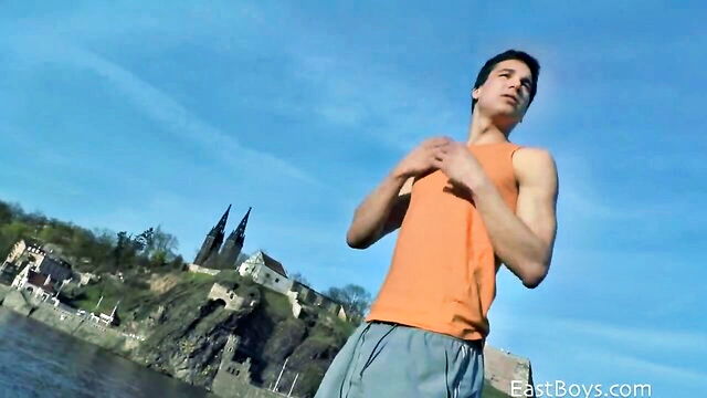 gay czech hunter, uncut, european - gay camping sex show