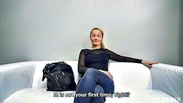 Lilly - stunning blonde models her curves at audition