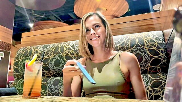 hot wife, female cumming, female orgasm - using lush vibrator for remote control orgasm in a public eatery on october 7 2022