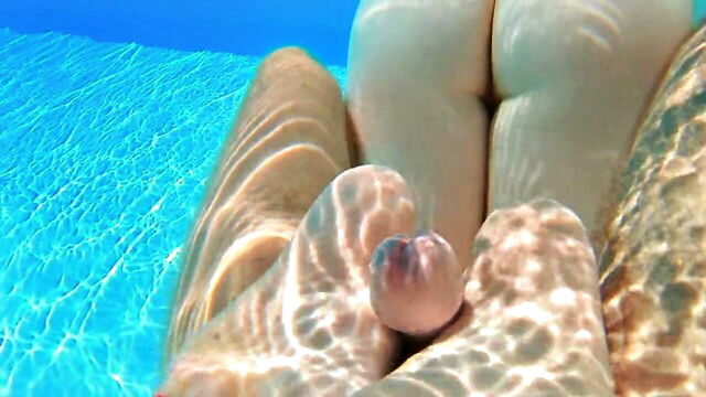 amateur, foot fetish, big tits - ginger mermaid footjob