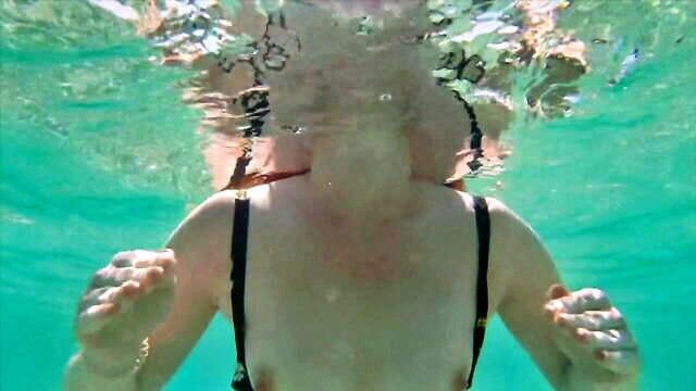 amateur, public, big tits - public beach tugjob with ginger redhead