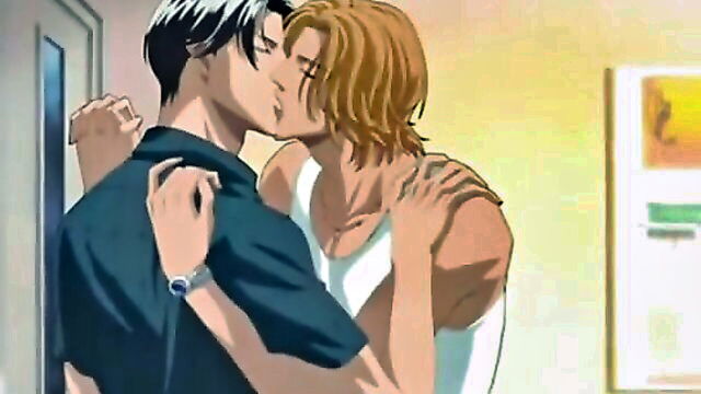 brunette, hentai, japanese - hardcore gay sex with blonde