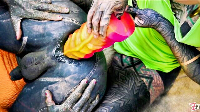 anal fisting, anal fist, ts anal - anal fisting with tattooed ts
