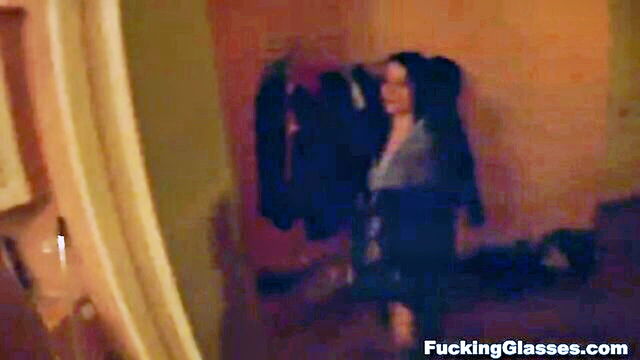 dick sucking, teen brunette, cum on titties - apartment window teen porn