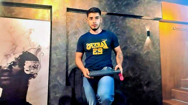 uncut, latin, cock - gay cam show balls jerk