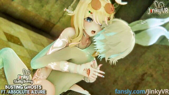 squatting on dildo, kitsunami the fennec (sonic), human on anthro - vr sex ghost cock