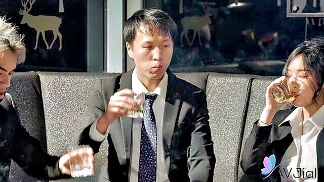 asian office, bed, asian big tits - japanese office worker penny and her colleagues stay late to party and end up in a steamy encounter