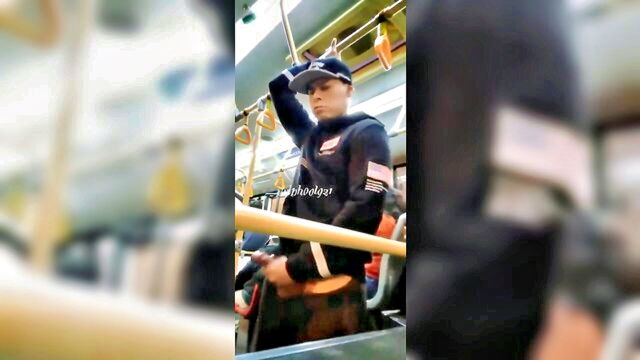 bus, sperm, public - gay public bus orgasm
