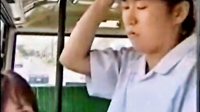 japanese, milf, uncensored - hot japanese handjob sex in the bus