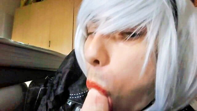 MySissyDiary - 2b cosplay blowjob handjob