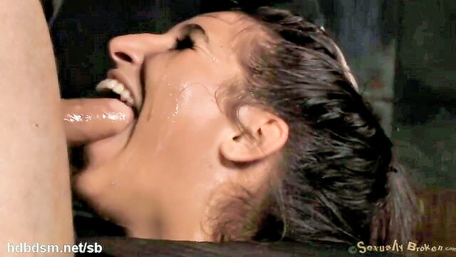 bondage, blowjob, brunette - deepthroat bruise face brunette