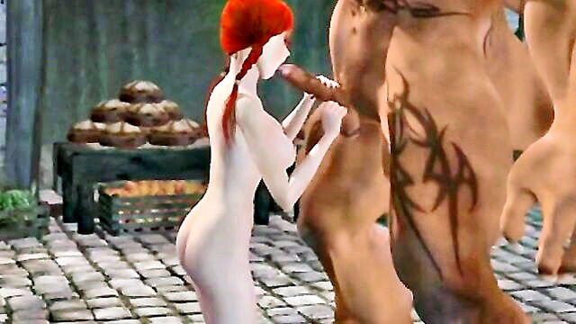 sarah the fairytale enchantress pleasures herself with a monsters large member in a cartoon sex scene : klein_jaren