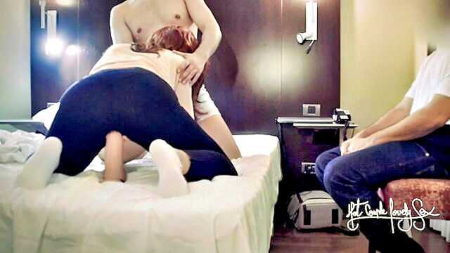 amateur wife sharing, amateur threesome, amateur cuckold - intense ball race with wife and friend caught on camera