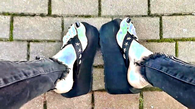 european, outdoor, high heels - public crossdressing jeans video