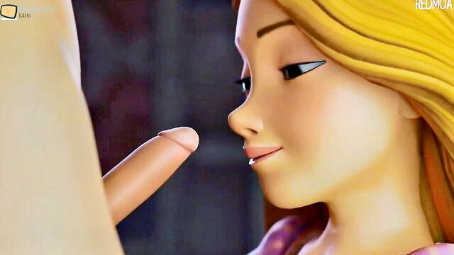 blonde, animation, disney - rapunzel 3d blowjob extension