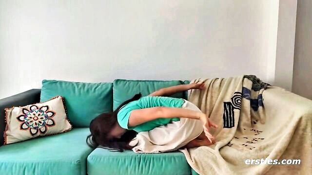 brunette carol o plays with her pussy