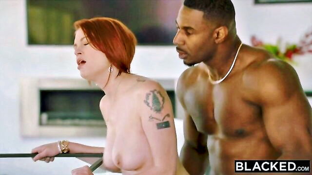 hairy pussy, cheating wife, big cock - redhead girl cheated on her husband