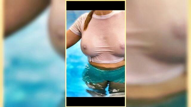 stepmom, big tits, tits - wet shirt wifey pool
