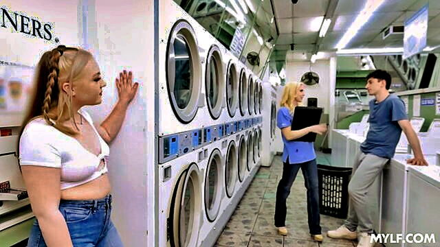 Christine Stevens - a steamy laundromat encounter with a milf and her daughter Lau
