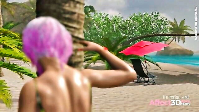 girl masturbates, 3d futa, 3d futanari - futanari beach sex