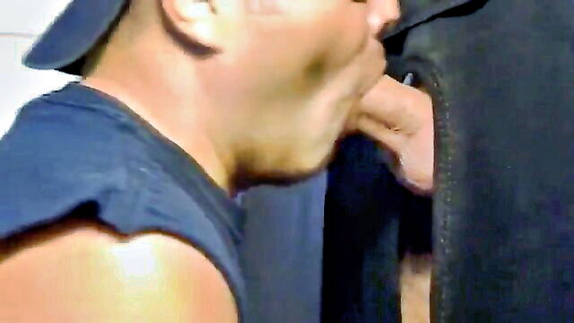 cum, blowjob, amateur - glory hole blowjob