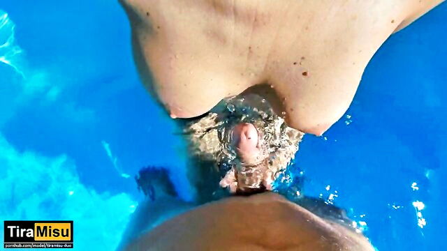 masturbate, big boobs, point of view - risky public pool sex