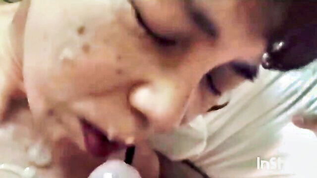 blowjob, cum, doggystyle - fishnet mom blowjob