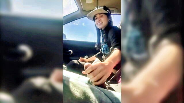 alaska zade - lesbian handjob in car