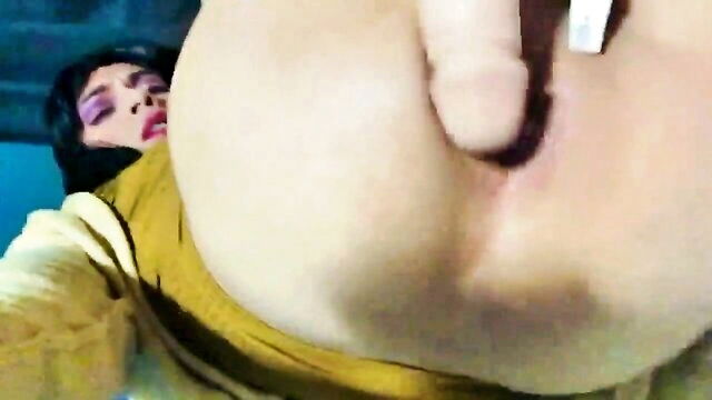 ass, slut, solo - skank ass fucking with dildo